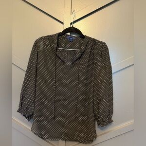 Chaps Black and White Polka Dot Blouse
